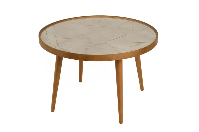 Sofabord Wallxpert Polen (80 x 48 x 80 cm) Valnøtt Grå Marmor - Valnøtt og grå marmor - Møbler - Bord - Sofabord