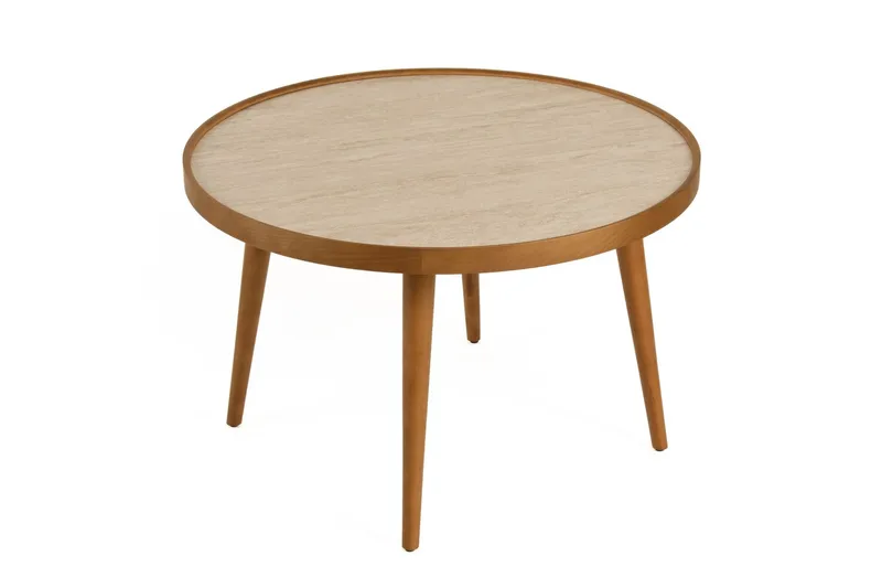 Sofabord Wallxpert Polen (80 x 48 x 80 cm) Valnøtt Travertin - Valnøtt og travertin - Møbler - Bord - Sofabord