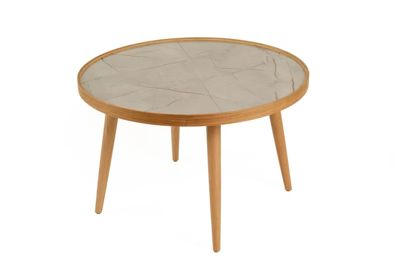 Sofabord Wallxpert Polen (80 x 48 x 80 cm) Eik Grå Marmor - Eik og grå marmor - Møbler - Bord - Sofabord