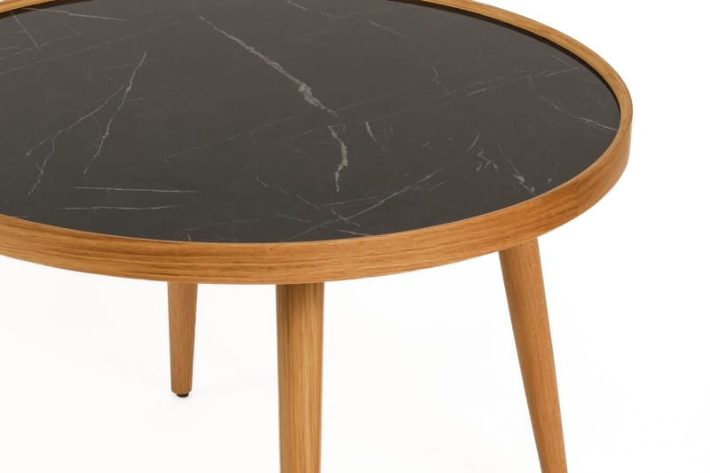 Sofabord Wallxpert Polen (80 x 48 x 80 cm) Eik Svart Marmor - Eik og svart marmor - Møbler - Bord - Sofabord