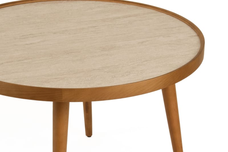 Sofabord Wallxpert Polen (80 x 48 x 80 cm) Valnøtt Travertin - Valnøtt og travertin - Møbler - Bord - Sofabord