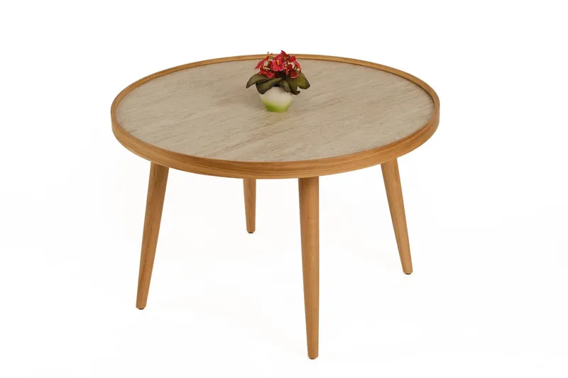 Sofabord Wallxpert Polen (80 x 48 x 80 cm) Eik Travertin, Eik og travertin