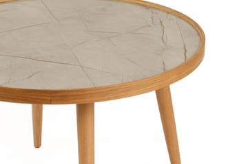 Sofabord Wallxpert Polen (80 x 48 x 80 cm) Eik Grå Marmor - Eik og grå marmor - Møbler - Bord - Sofabord