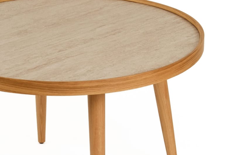 Sofabord Wallxpert Polen (80 x 48 x 80 cm) Eik Travertin - Eik og travertin - Møbler - Bord - Sofabord