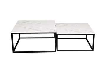 Wardner Kvadratisk Salongbord Settbord 76 cm Stablebar i Marmor - Hvit Marmor - Møbler - Bord - Sofabord