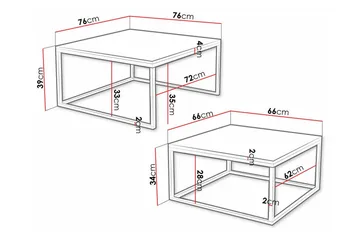 Wardner Kvadratisk Salongbord Settbord 76 cm Stablebar i Marmor - Hvit Marmor - Møbler - Bord - Sofabord