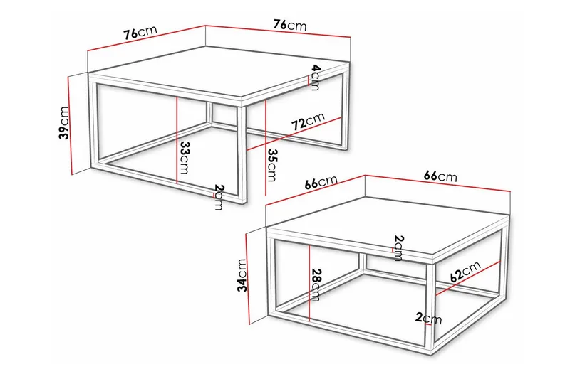 Wardner Kvadratisk Salongbord Settbord 76 cm Stablebar i Marmor - Hvit Marmor - Møbler - Bord - Sofabord