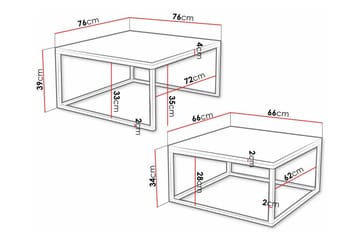 Wardner Kvadratisk Sofabord Settbord 76 cm i Eik - Beige - Møbler - Bord - Sofabord