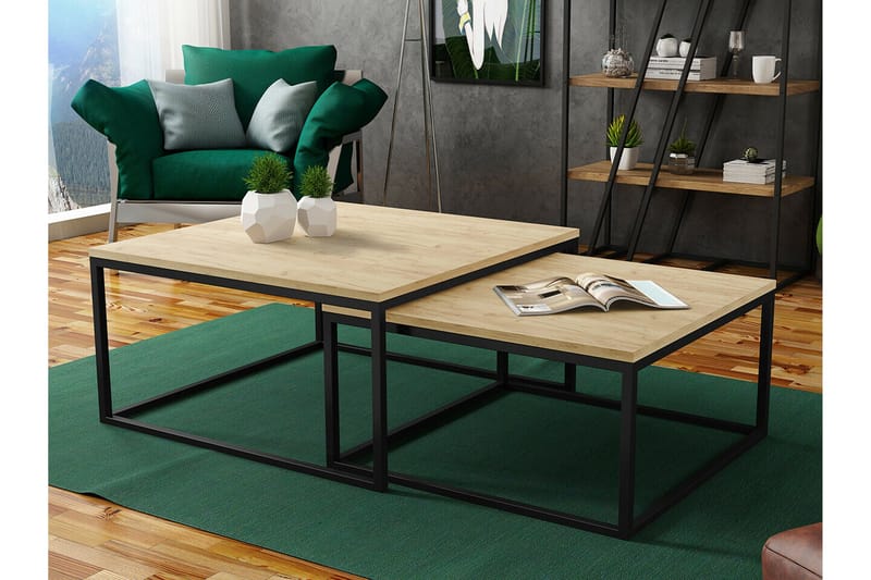 Wardner Kvadratisk Sofabord Settbord 76 cm i Eik - Beige - Møbler - Bord - Sofabord