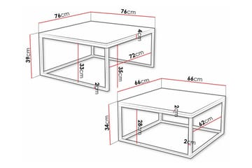 Wardner Kvadratisk Stablebart Salongbord 76 cm i Tre - Hvit - Møbler - Bord - Sofabord