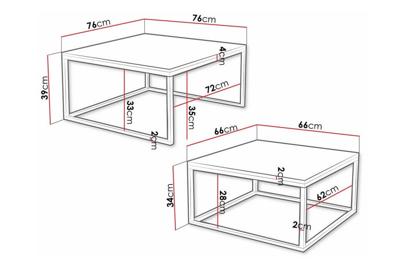 Wardner Kvadratisk Stablebart Salongbord 76 cm i Tre - Hvit - Møbler - Bord - Sofabord