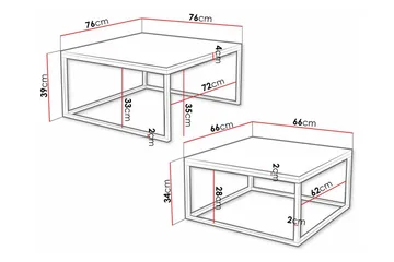 Wardner Kvadratisk Stablebart Sofabord 76 cm i Malt Tre - Svart - Møbler - Bord - Sofabord