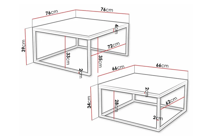 Wardner Kvadratisk Stablebart Sofabord 76 cm i Malt Tre - Svart - Møbler - Bord - Sofabord