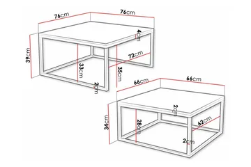 Wardner Kvadratisk Stablebart Sofabord 76 cm i Tre med Metallstativ - Sort - Møbler - Bord - Sofabord