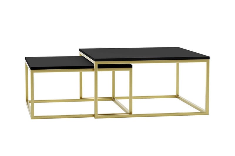 Wardner Kvadratisk Stablebart Sofabord 76 cm i Tre med Metallstativ, Svart