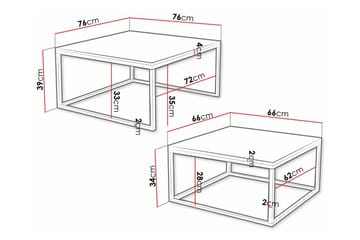 Wardner Kvadratisk Stablebart Sofabord 76 cm i Tre med Metallstativ - Svart - Møbler - Bord - Sofabord