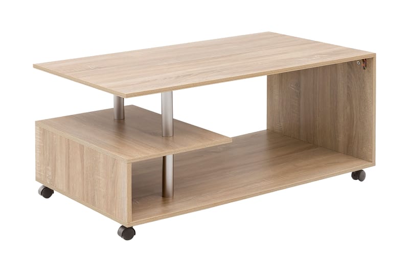 Werbeck Sofabord 105 cm med Oppbevaringshylle på Hjul - Tre/Natur - Møbler - Bord - Sofabord