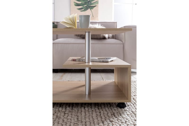 Werbeck Sofabord 105 cm med Oppbevaringshylle på Hjul - Tre/Natur - Møbler - Bord - Sofabord - Sofabord med hjul