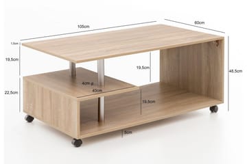 Werbeck Sofabord 105 cm med Oppbevaringshylle på Hjul - Tre/Natur - Møbler - Bord - Sofabord - Sofabord med hjul