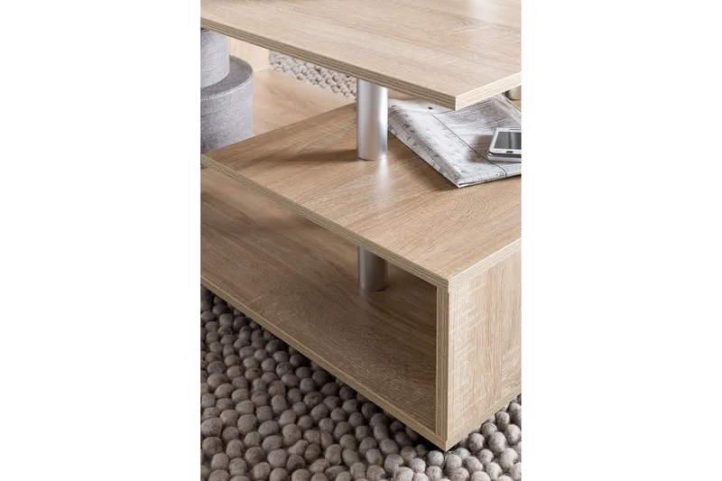Werbeck Sofabord 105 cm med Oppbevaringshylle på Hjul - Tre/Natur - Møbler - Bord - Sofabord - Sofabord med hjul