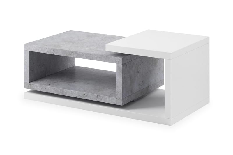Wesley Sofabord 120 cm med Oppbevaringshylle - Hvit/Betonggrå - Møbler - Bord - Sofabord