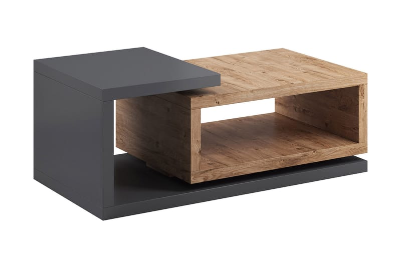 Wesley Sofabord 120 cm med Oppbevaringshylle - Mørkegrå/Natur - Møbler - Bord - Sofabord