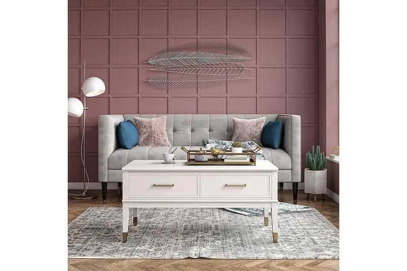 Westerleigh Sofabord 106 cm Hev og Senkbart med Skuff Hvit - CosmoLiving - Møbler - Bord - Sofabord