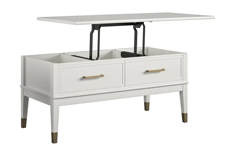 Westerleigh Sofabord 106 cm Hev og Senkbart med Skuff Hvit - CosmoLiving - Møbler - Bord - Sofabord