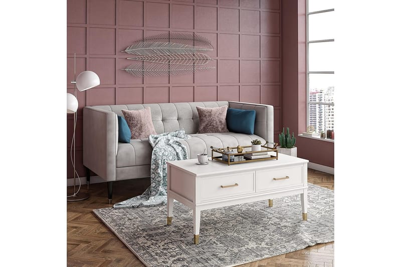 Westerleigh Sofabord 106 cm Hev og Senkbart med Skuff Hvit - CosmoLiving - Møbler - Bord - Sofabord