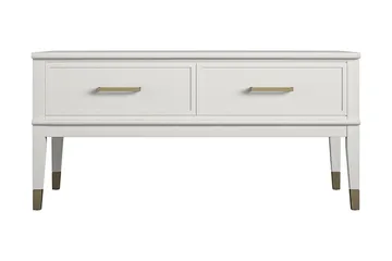 Westerleigh Sofabord 106 cm Hev og Senkbart med Skuff Hvit - Møbler - Bord - Sofabord