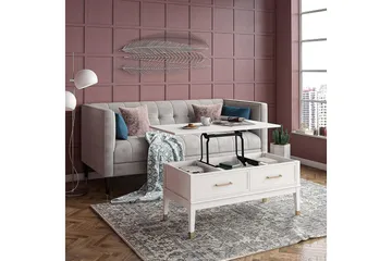 Westerleigh Sofabord 106 cm Hev og Senkbart med Skuff Hvit - Møbler - Bord - Sofabord