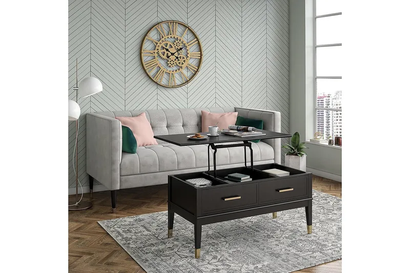 Westerleigh Sofabord 106 cm Hev- og Senkbart med Skuff Svart - CosmoLiving - Møbler - Bord - Sofabord