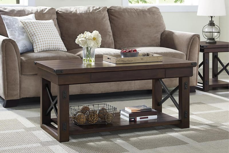 Wildwood Sofabord 112 cm med Oppbevaringshylle Espresso - Dorel Home - Møbler - Bord - Sofabord