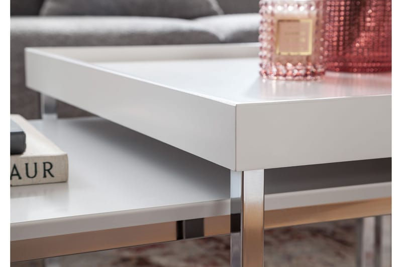 Wilhem Settbord 110 cm Firektantet - Hvit - Møbler - Bord - Sofabord