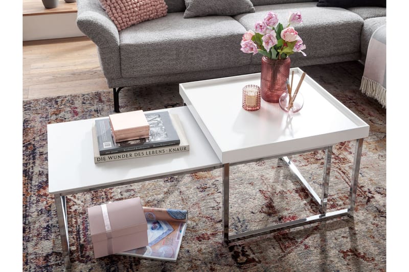 Wilhem Settbord 110 cm Firektantet - Hvit - Møbler - Bord - Sofabord