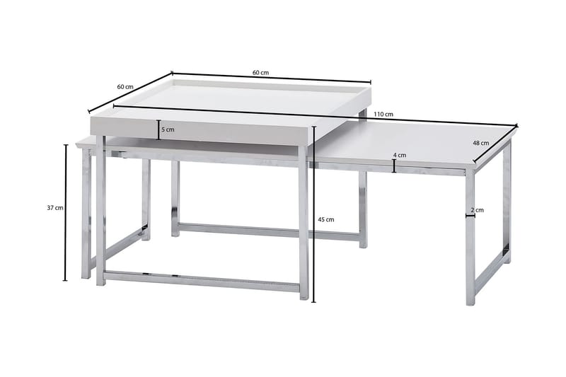 Wilhem Settbord 110 cm Firektantet - Hvit - Møbler - Bord - Sofabord