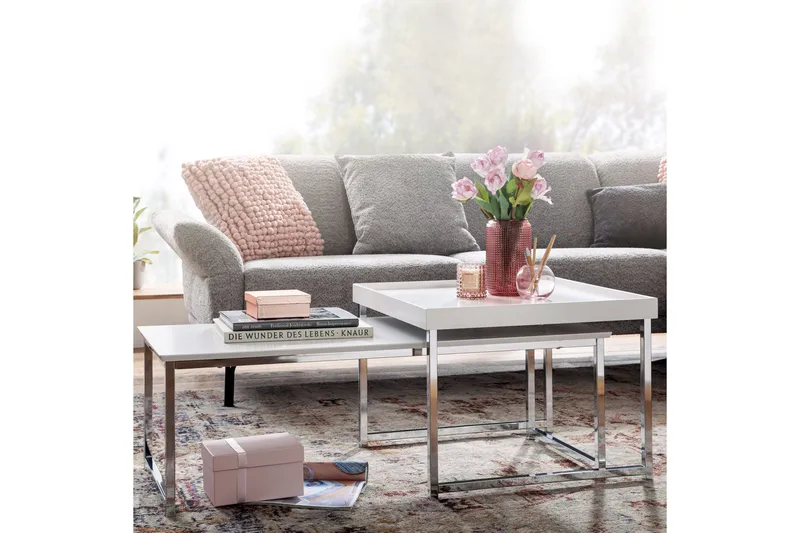 Wilhem Settbord 110 cm Firektantet - Hvit - Møbler - Bord - Sofabord