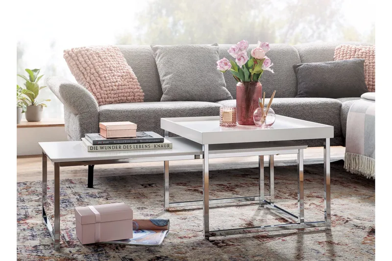 Wilhem Settbord 110 cm Firektantet - Hvit - Møbler - Bord - Sofabord