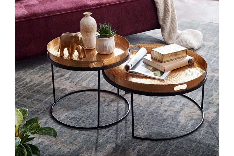 Wilhem Settbord 46 cm Rund - Gull - Møbler - Bord - Sofabord