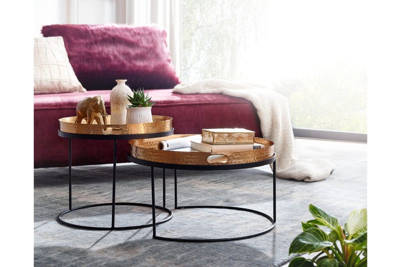 Wilhem Settbord 46 cm Rund - Gull - Møbler - Bord - Sofabord