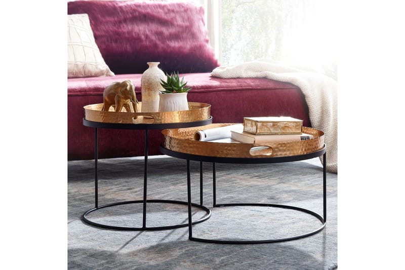 Wilhem Settbord 46 cm Rund - Gull - Møbler - Bord - Sofabord