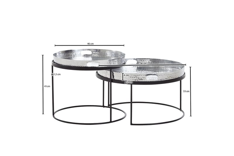 Wilhem Settbord 46 cm Rund - Sølv - Møbler - Bord - Sofabord