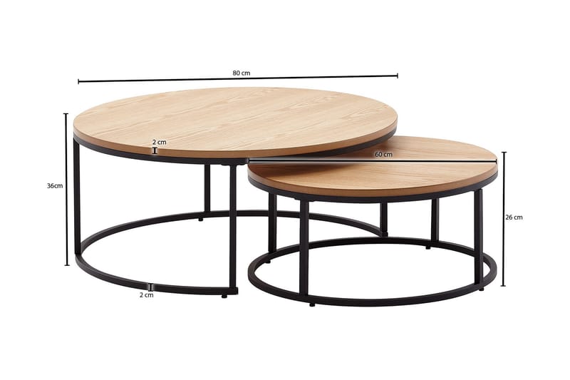 Wilhem Settbord 80 cm Rund - Natur - Møbler - Bord - Sofabord