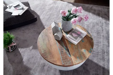 Willowdale Rundt Salongbord 60 cm i Metall med Treplate - Hvit - Møbler - Bord - Sofabord