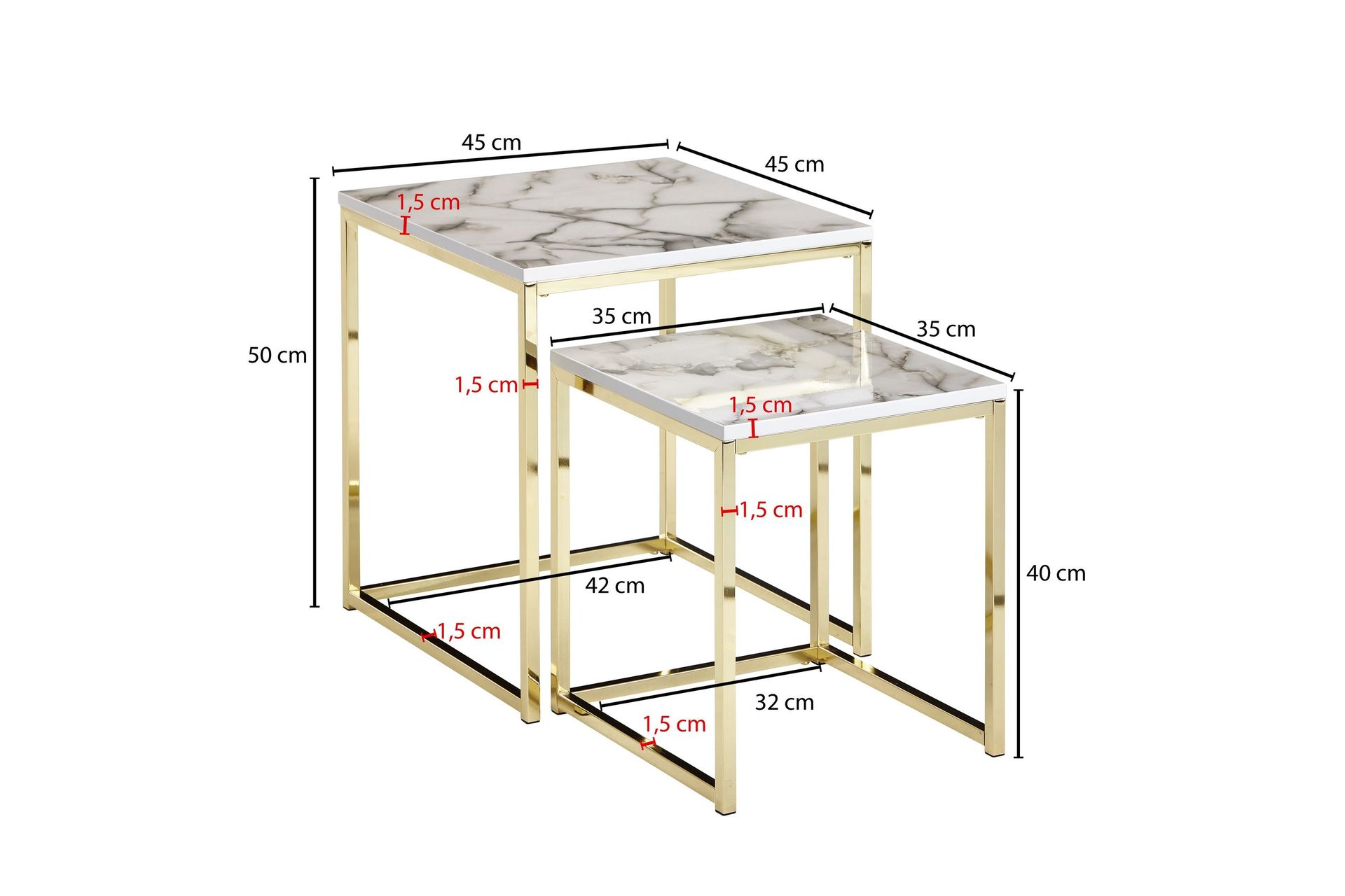 Willowdale Settbord 45 cm - Hvit / grå / gull - Møbler - Bord - Sofabord
