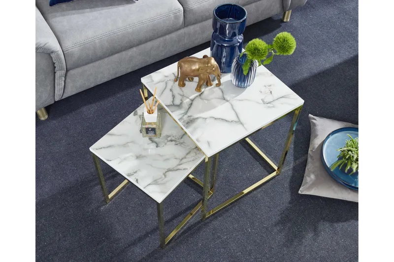 Willowdale Settbord 45 cm - Hvit / grå / gull - Møbler - Bord - Sofabord