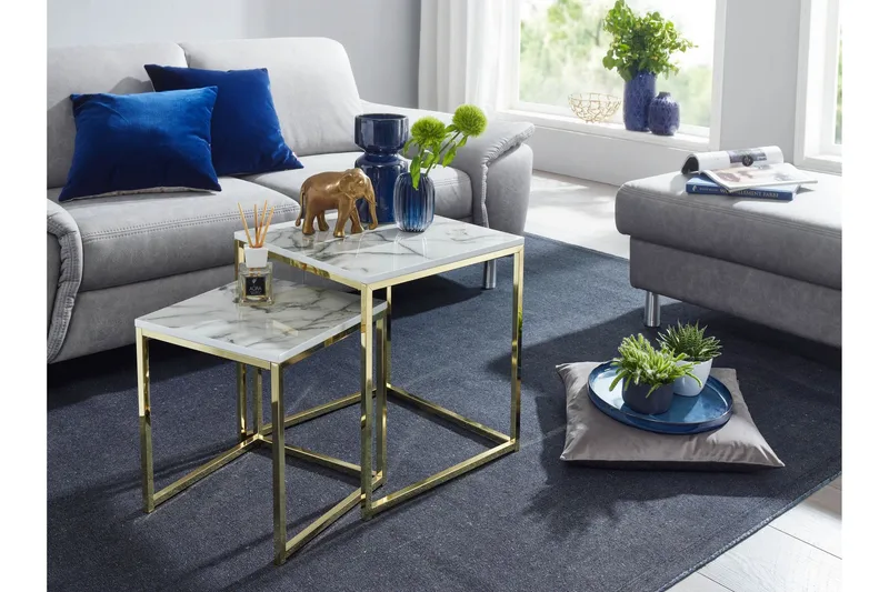 Willowdale Settbord 45 cm - Hvit / grå / gull - Møbler - Bord - Sofabord