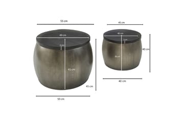 Willowdale Settbord 55 cm Rundt 2 Bord - Sølv/Svart - Møbler - Bord - Sofabord