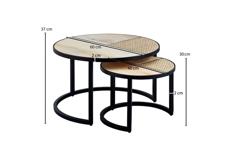 Willowdale Settbord 60 cm Rundt - Brun/Svart - Møbler - Bord - Sofabord