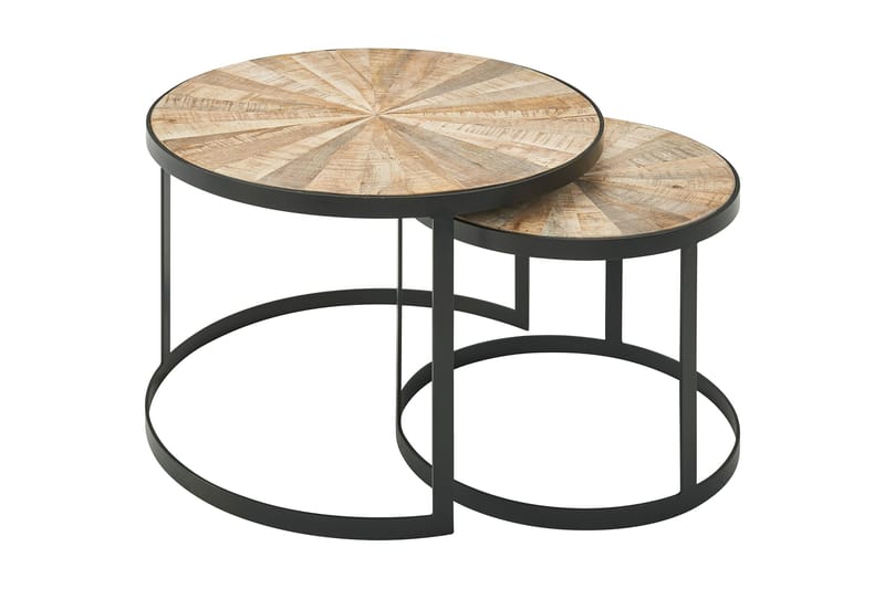 Willowdale Settbord 60 cm Rundt - Mörkgrå/Svart - Sammenleggbart bord - Sofabord - Speilbord - Settbord